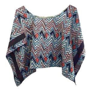 NWT Ich Cha Block Printed Crop Top - Misi One Size $60 Bohemian Freestyle Stripe